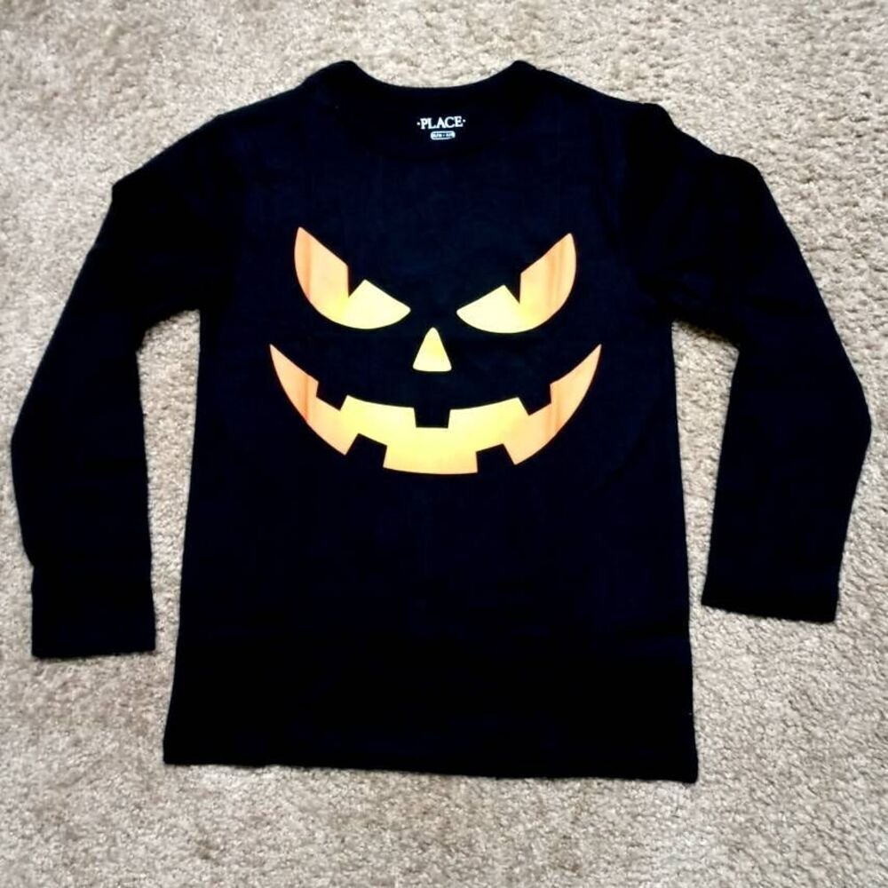 Place Jack O Lantern Halloween Black Boys T-Shirt Medium